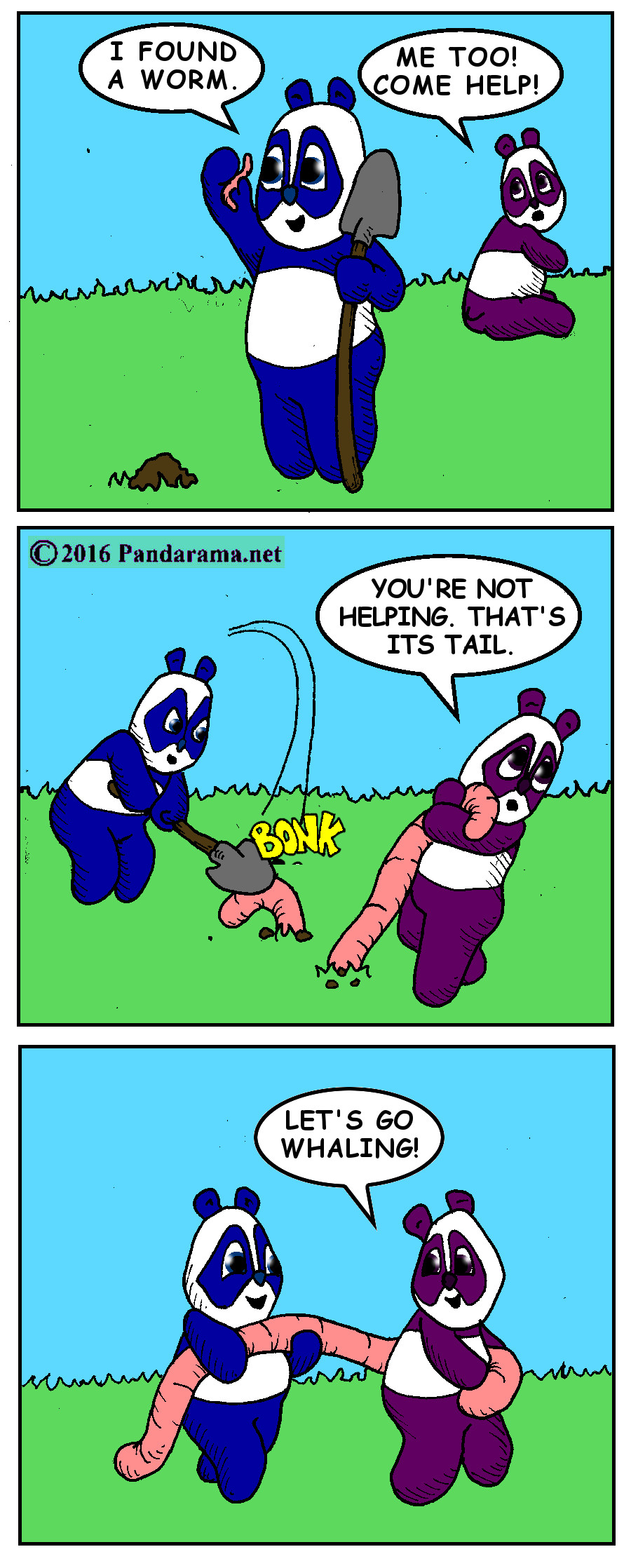 pandas find a big worm and go whaling, instead of fishing. Get it? Ha ha ha. Fuck my life cartoons. webcomics.