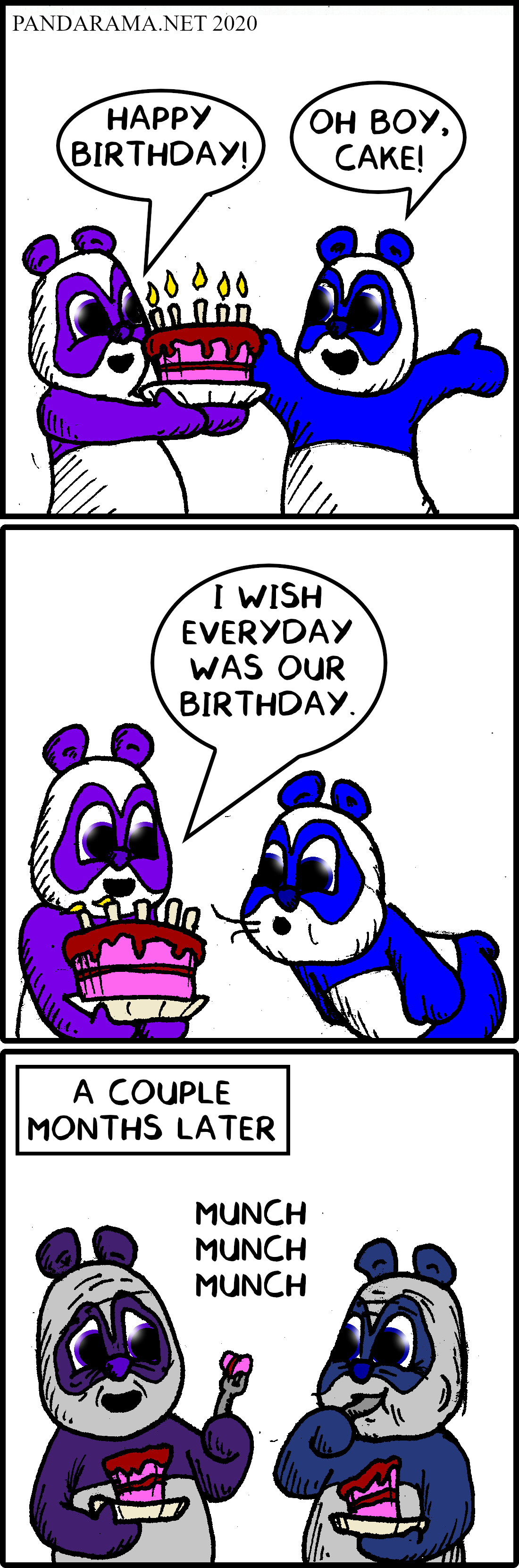 Panda wishes everyday was birthday, they get cake everyday and age fast.