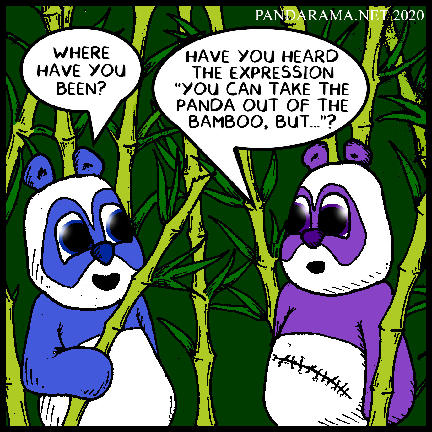 comicstrip. you can take the panda out of the bamboo, but.